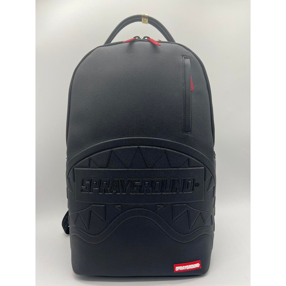 Sprayground Shark Smash Logo Black DLXS Embossed Backpack