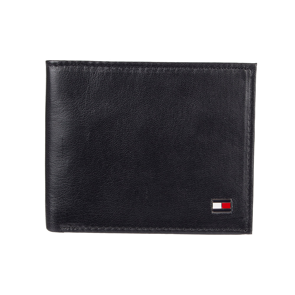 Tommy Hilfiger Men's Black Leather Wallet with 6 Credit Card Pockets and Removable ID Window 31TL13X008